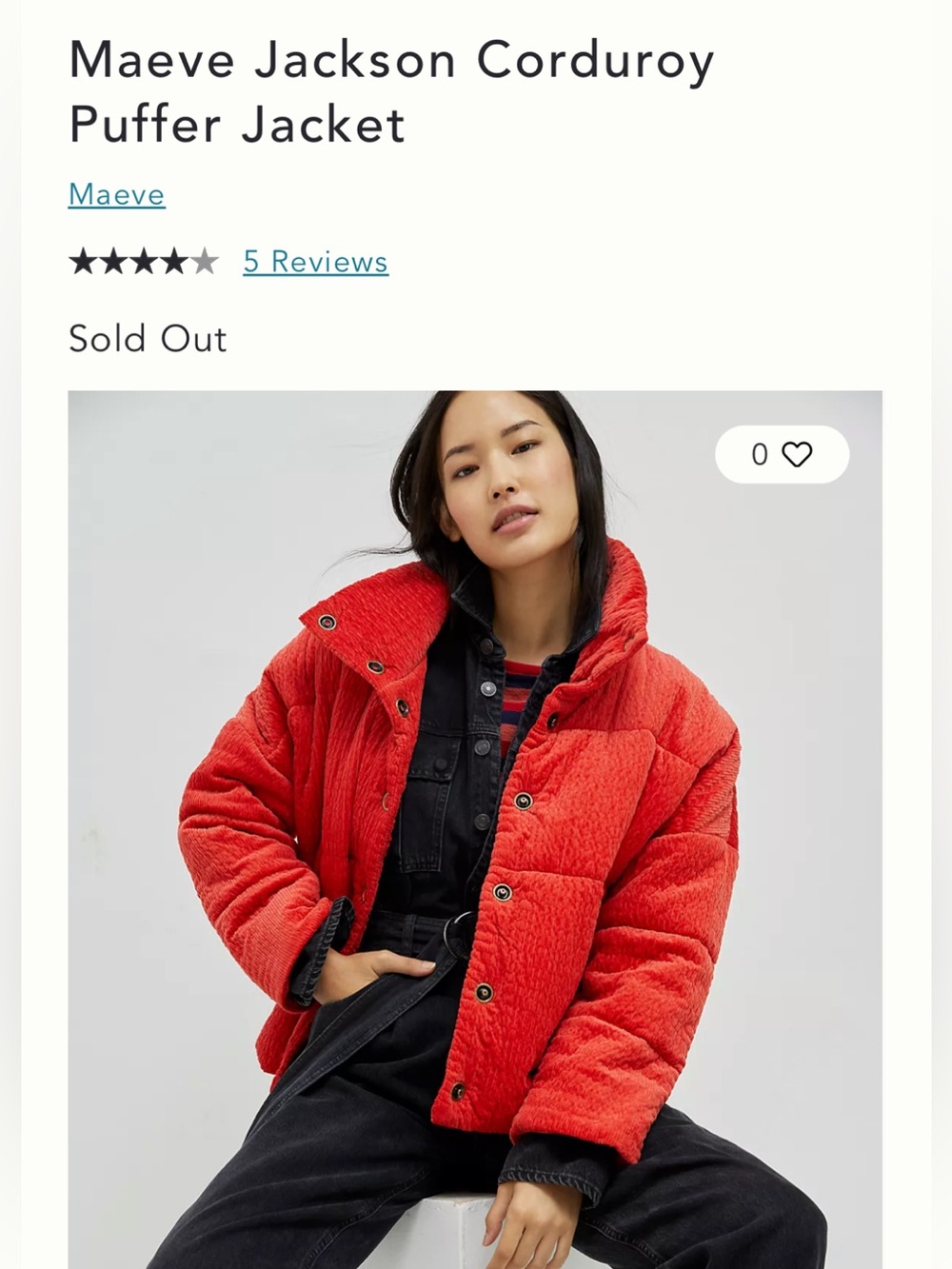 Maeve Corduroy Puffer Jacket